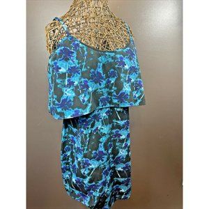 Sanctuary Women's Floral Spring Fling Sleeveless Ruffle Dress Shift Sz L Chiffon